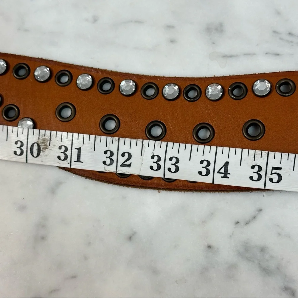 Gap Leather Belt Rhinestones 38” Long (31-35”)
